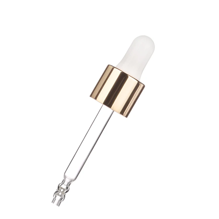 Din 18/410 din 18 / 415 glass dropper pipette smooth shiny gold or silver aluminium cap