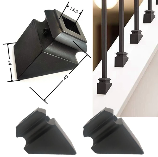 OUYA Indoor Iron Staircase Baluster Angled Base Collar Shoes Square with Set Screw
