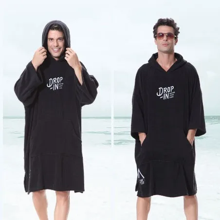 Cotton Surf Poncho Towel Quick Dry Hooded Beach Changing Towel Poncho Robe Cloak for Surfing Beach Swimming