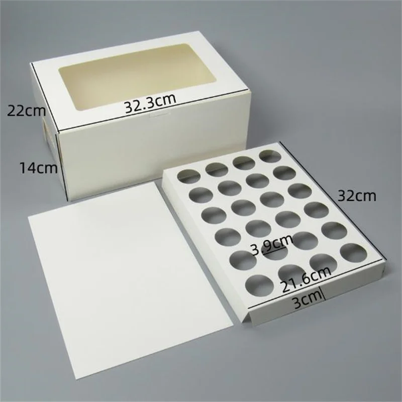 New Bio-Degradable Transparent Cake Box with 6/12/24holes Rigid Boxes Embossing Printing-Mini Square Circular Cup Cake Packaging