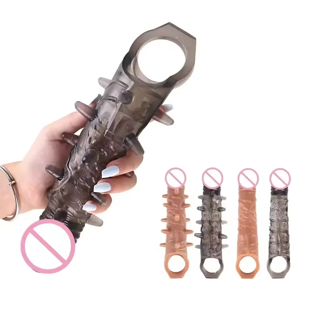 WU Penis Dick Sleeve Reusable Condoms Delayed Ejaculation Spike Condoms Adult Sex Toys For Men