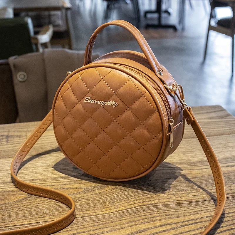 Custom PU Leather Women Purses Handbag Trendy Handbags Round Ladies Mobile Phone Bags