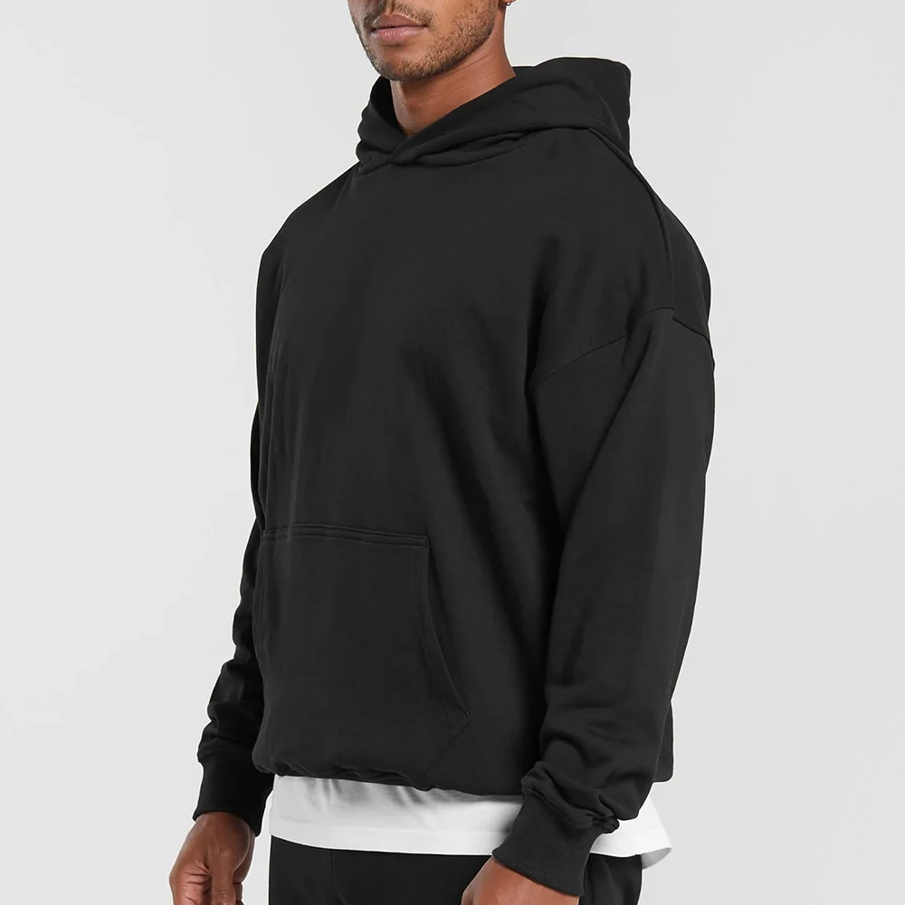 Custom High Quality Casual Hooded Mans Hoodie Letter Logo Double Line Chest Style Sweater Men Loose Hoodies