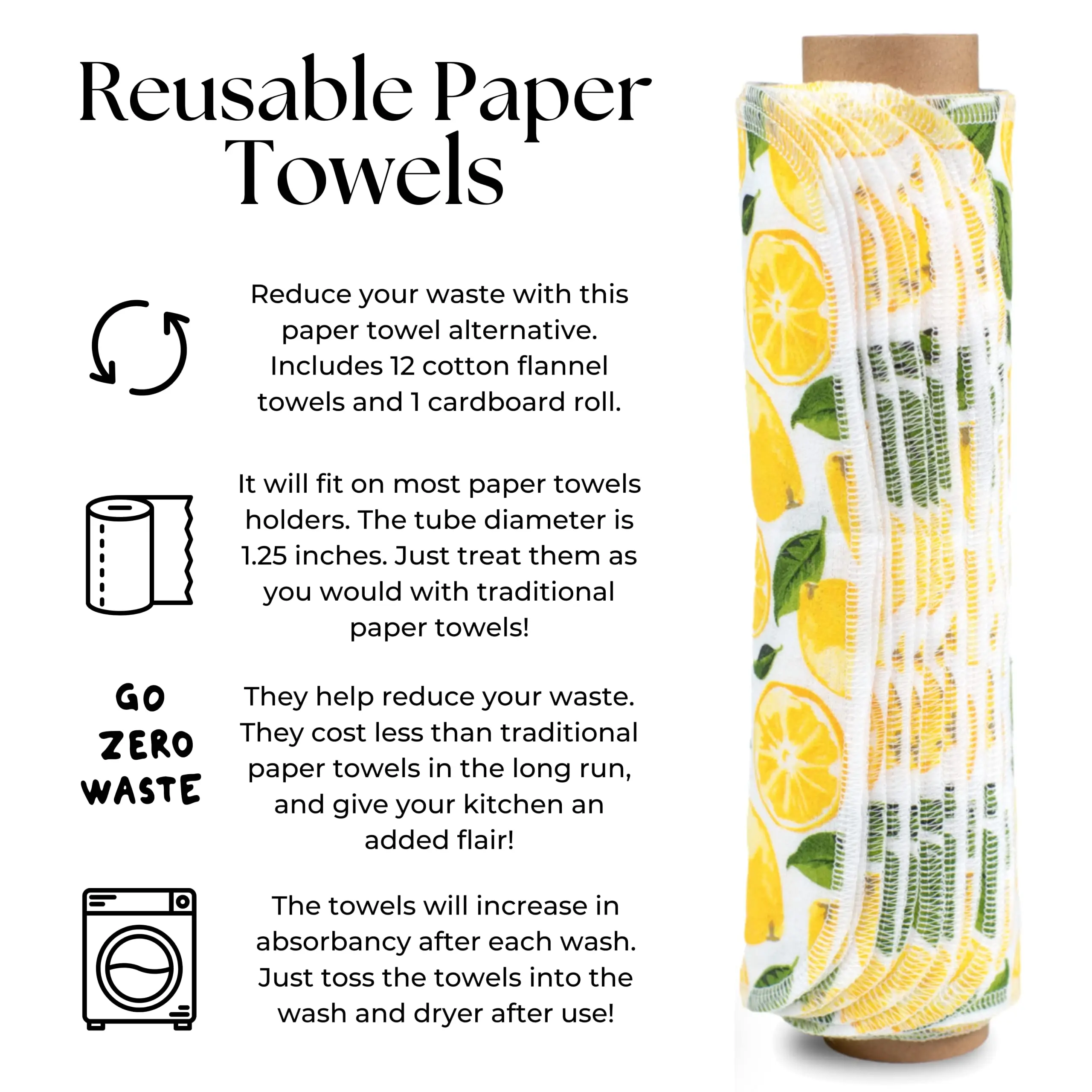 REusable Paper Towels Cotton|Zero Waste Gift | Eco Friendly Paper Towels, Napkins Cloth Washable Paper Towel Roll, Paperless