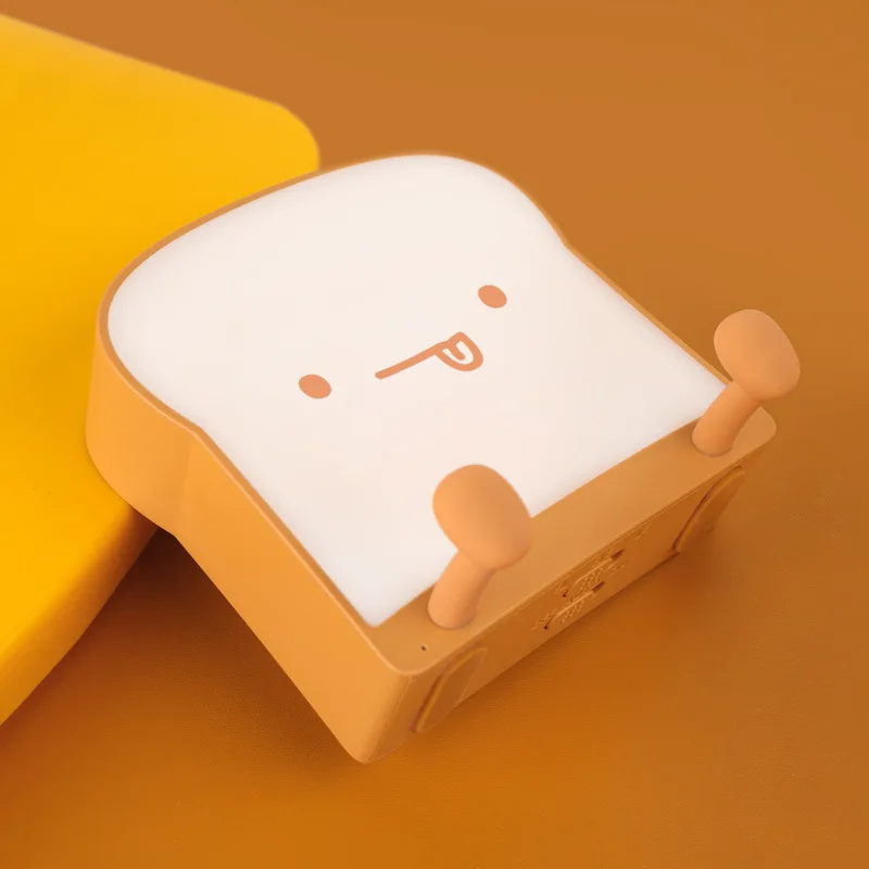 Cute Nightlights Cartoon Toast Bread Led Lamp Mobile Phone Holder Bedroom Bedside Usb Charging Lamp Birthday Gifts for Kids New