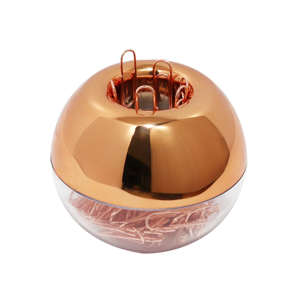 Light Luxury Fashion Paper Clips Rose Gold Edition In Round Paper Clip Holder With Magnetic Lid 28 mm 100 Piece Per Box