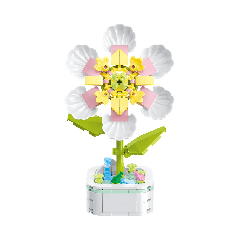 New Style Of Building Blocks Flowers Artificial Flower Pot Plant Children Assembling Puzzle DIY Toy Gift Household Decoration