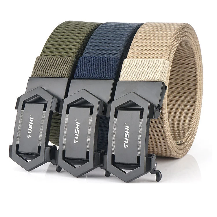 Оптовая продажа мужской ремень с трещоткой 100% нейлоновый тактический для гольфа автоматической пряжкой