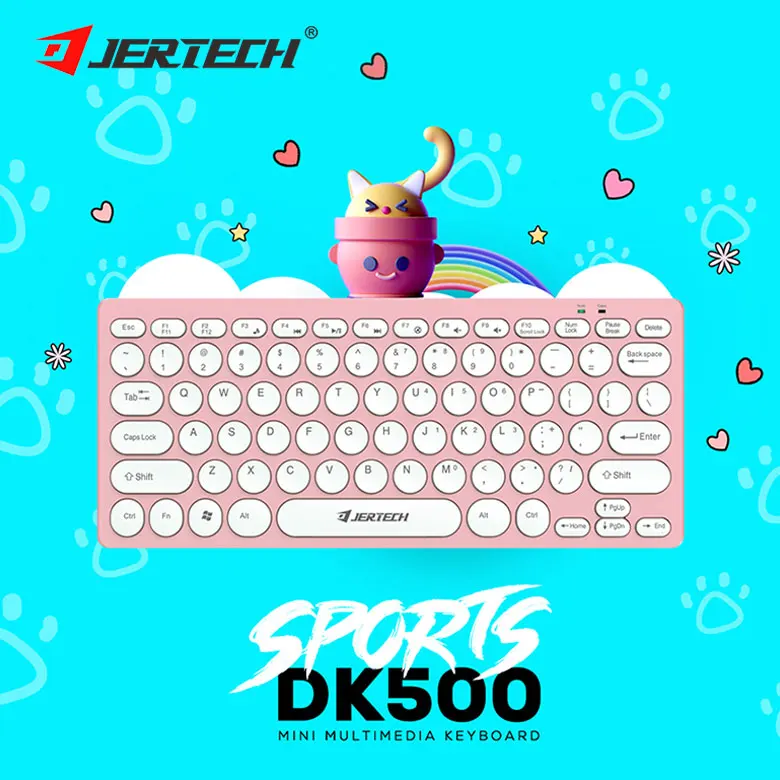 Jertech DK500 White Blue Black Portable Small Retro Teclado Custom 60 Gaming Keyboard Office Pink Colorful Wired Mini Keyboards