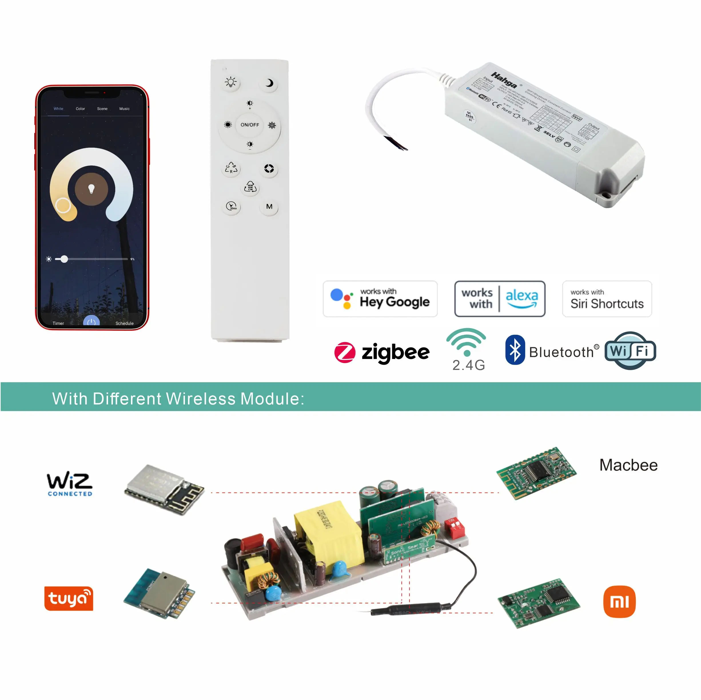 DIP switch CCT driver RF2.4G Wireless app wireless control Dimming Led Panel Light Driver Flicker Free 45W 100-277V