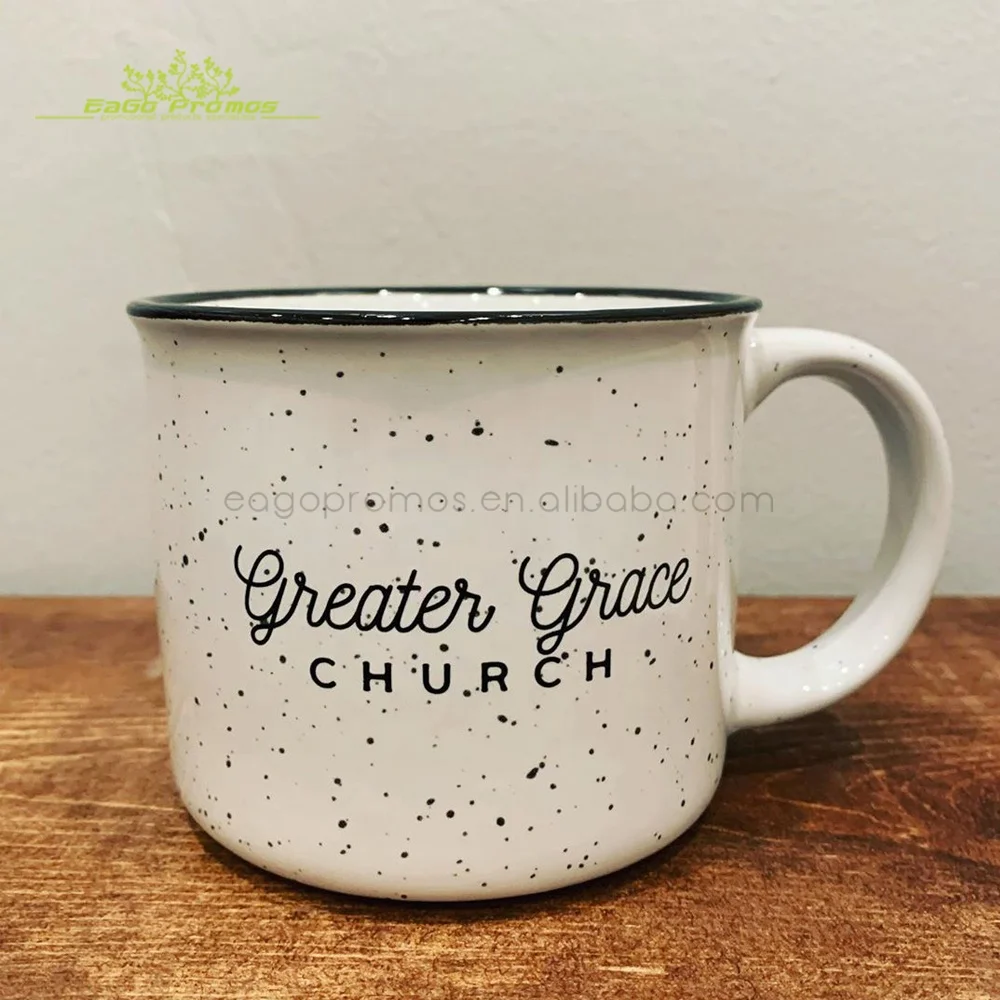 2024 Custom ceramic campfire mugs cheap price 15oz sublimation enamel looks marble camping beer ceramic mugs for picnic