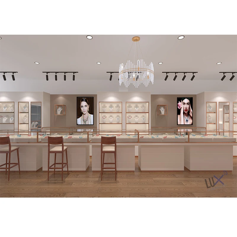 LUX Design Fashion Jewelry Shop Interior Design Custom Jewelry Store Furniture Hot Sale Jewelry Display Showcase