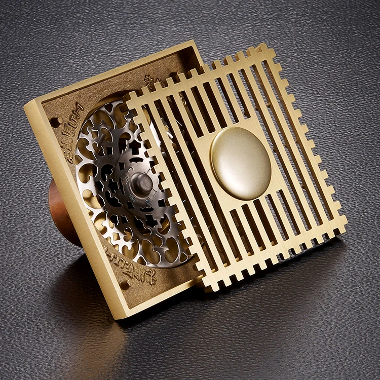 Bathroom washroom brass floor drain with removable cover