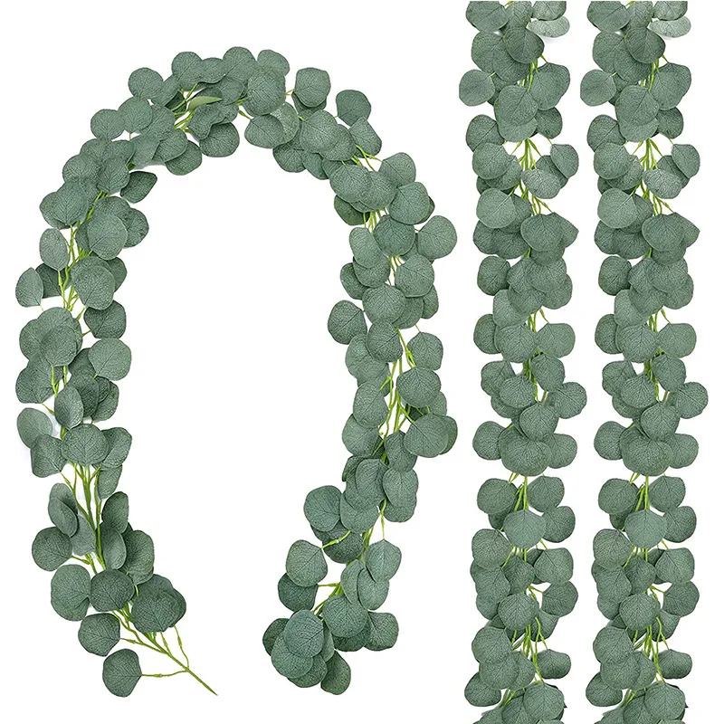 Amazon artificial eucalyptus wreath wire Eucalyptus leaf vine handmade wreath greening wedding background arch wall decoration