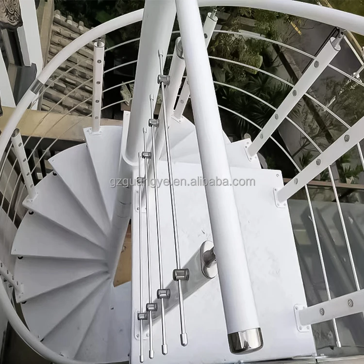 Yeguang good quality wooden steel spiral stair case modern black outdoor spiral stairs