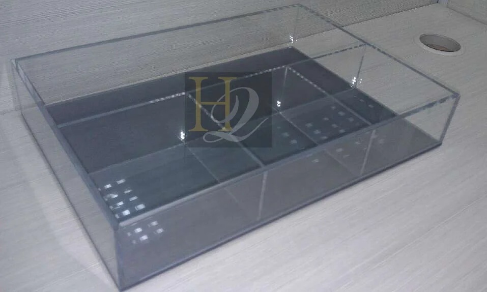 Wholesale custom clear acrylic storage box rectangle acrylic tray with divider