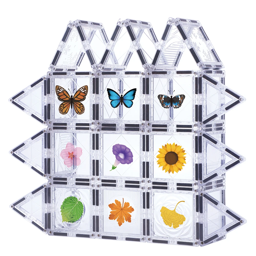 nature theme transparent insect 35pcs magnet building blocks with rivet magnetic tiles
