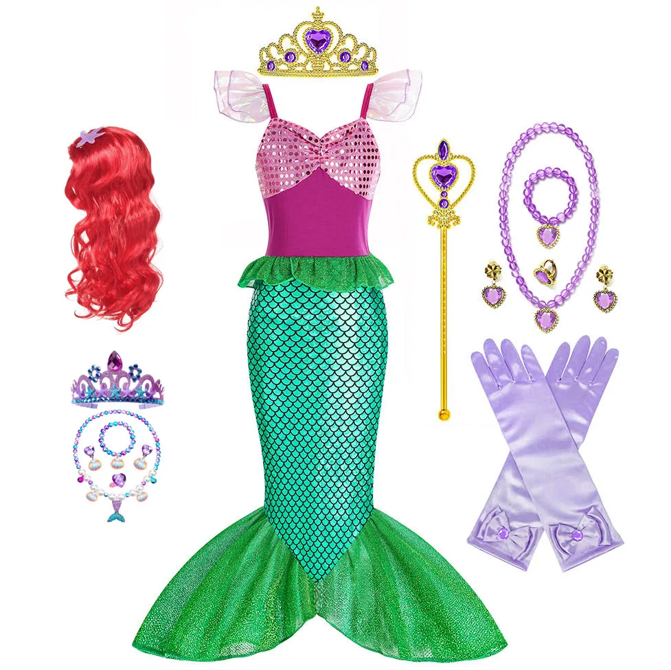 Mermaid Dress for Kids Girls Halloween Christmas Party Dresses Children TV Movie Costume