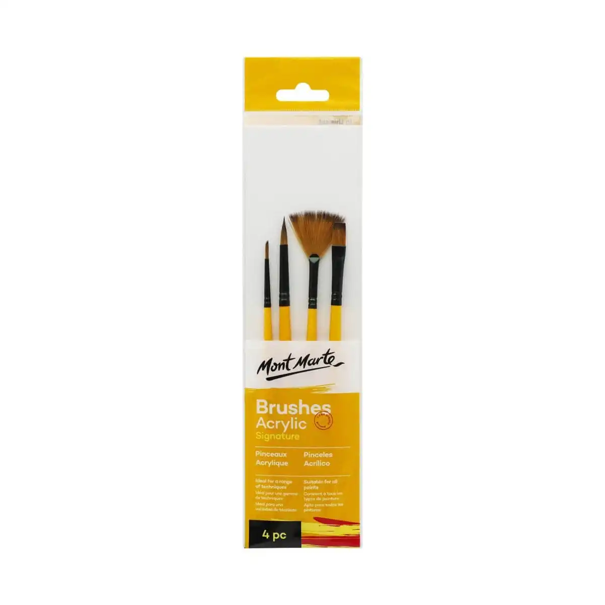 Mont Marte Gallery Series Brush Set Acrylic 4pce artist paint brushes set