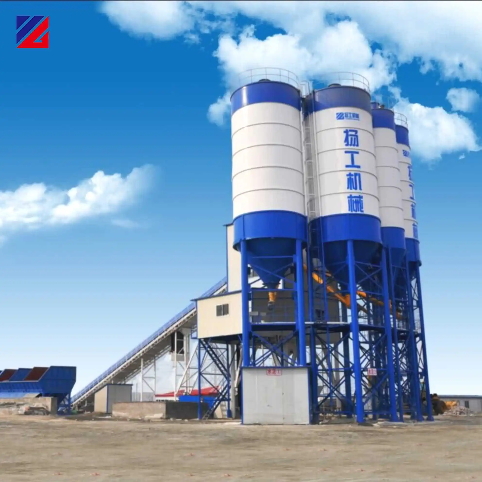 Solidbase Electric Ready-Mixed Concrete Batching Plant for Construction Industries Including Cement Silo Equipment for Sale