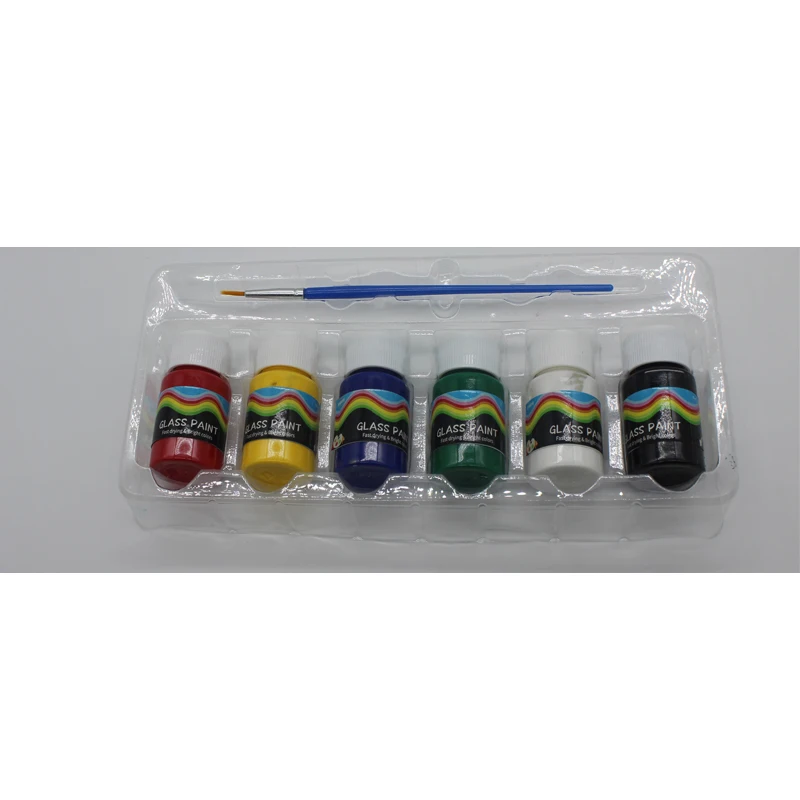 Top Quality Ceramic Art DIY 6 Colors Glass Paint Set with Brush and Palette for Beginner and Professional Pottery Painting