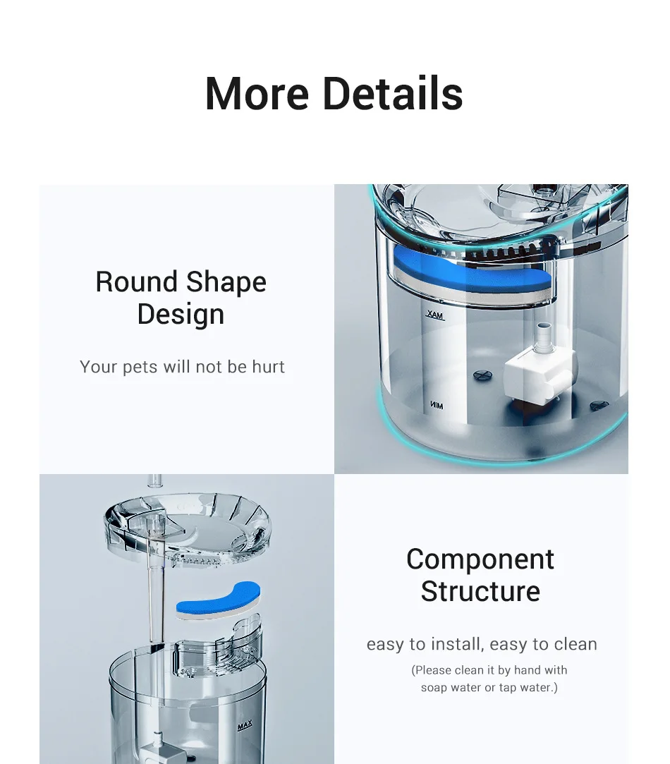 Two Flow Mode Drinking Intelligent Sensor 2L Smart Automatic Dog Cat Pet Water Fountain Filter Dispenser with Intelligent Pump