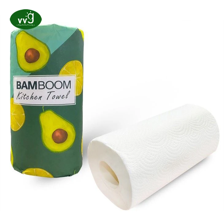 VVG Wholesale Bamboo Fiber Reusable Kitchen Paper Towel Roll 100% Biodegradable Kitchen Clean Paper Dishcloth