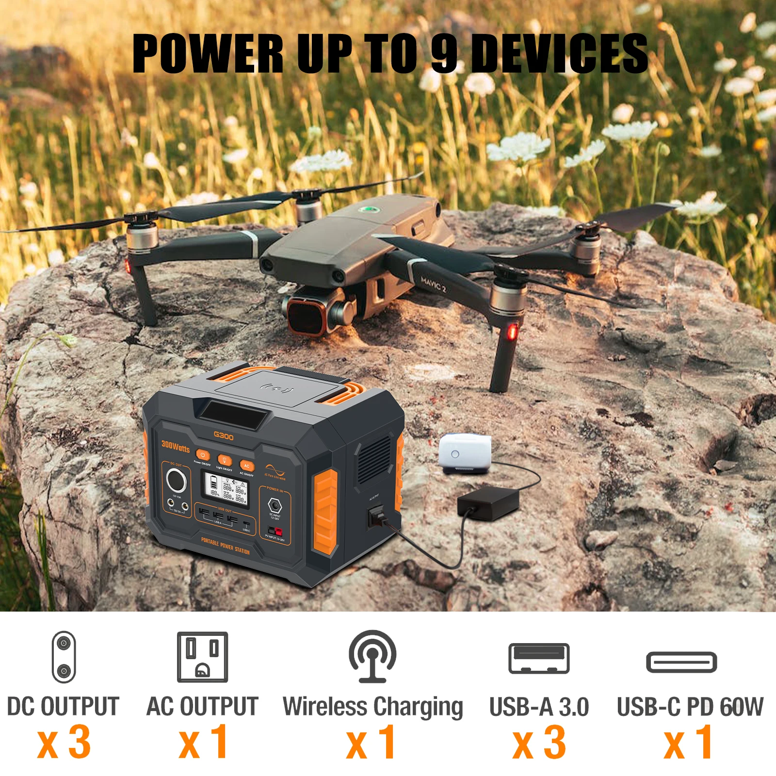 2023 Custom Logo Off Grid Solar Energy System 300W 500W 1000W Outdoor Solar Power Bank Type-C Portable Power Station Generator