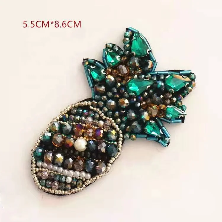 Wholesale garment accessories Hand Beaded applique Decorative clothing patches Sew on rhinestone applique