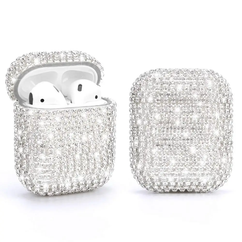  Алмазный чехол для Airpods Защитные чехлы зарядки Жесткий Чехол переноски аксессуары Apple 2 и 1