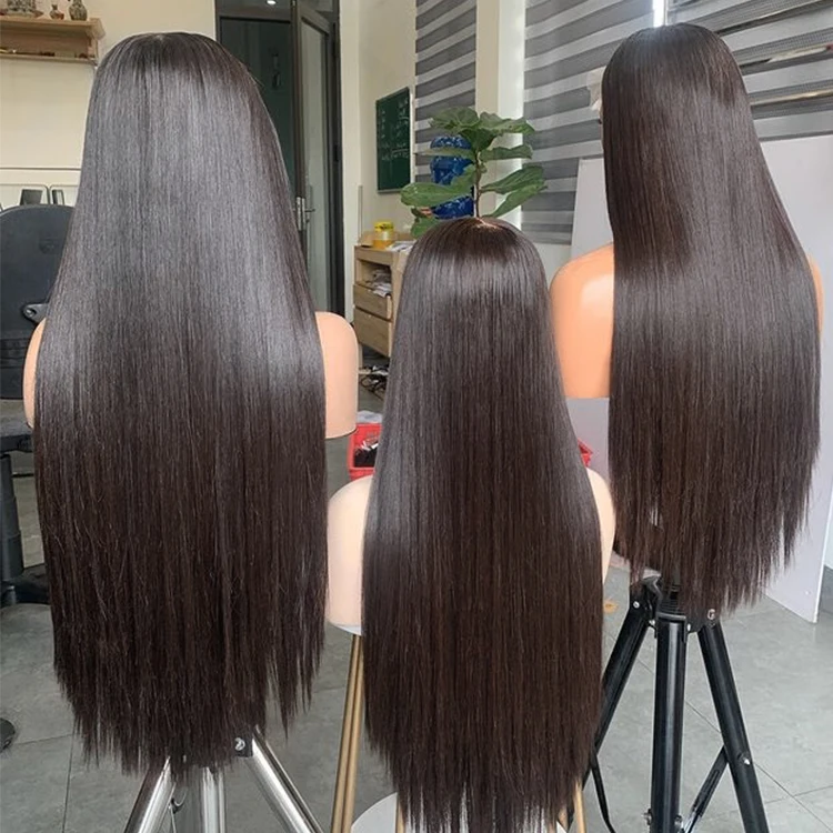 Glueless full hd lace wigs raw vietnamese human hair wear and go glueless bone straight human hair wigs