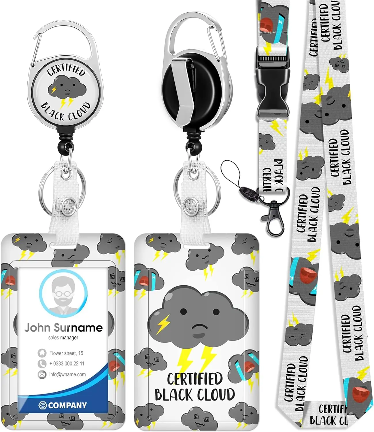 Christmas ID Badge Holder Lanyard Retractable Badge Reel Clip Neck Strap Christmas Lanyard for Keys Holder
