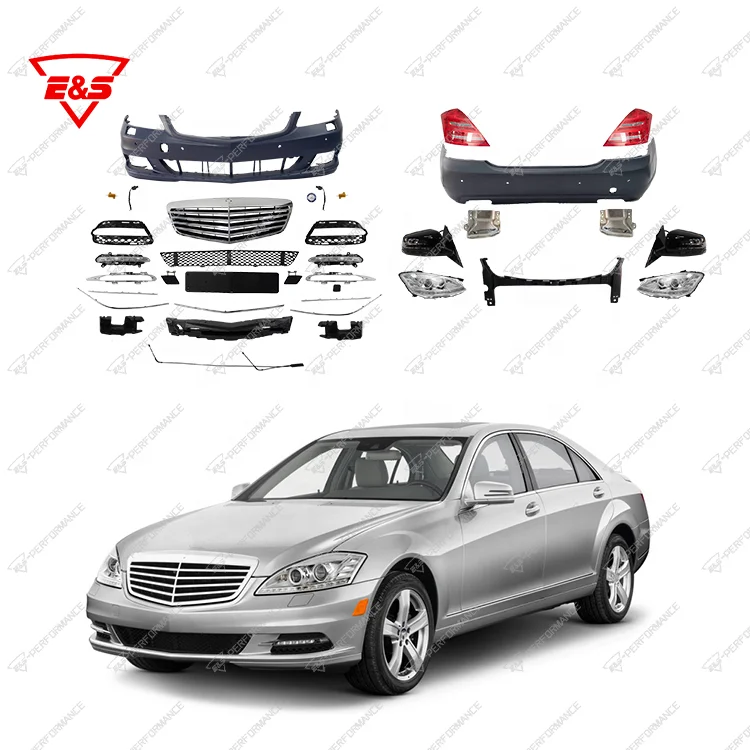 ES High Quality Auto Spare Parts Car Bumper With Grille LED Lamp Exhaust Tip Old Upgrade New Bodykit For BENZ S Class W221