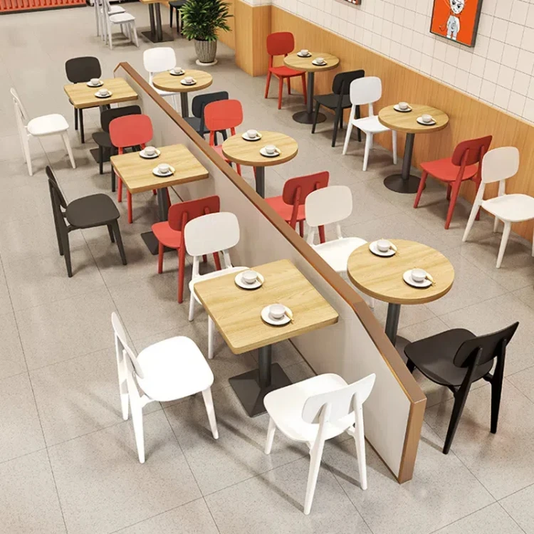 Good quality restaurant commercial table chair solid wood dining tables and PP chairs