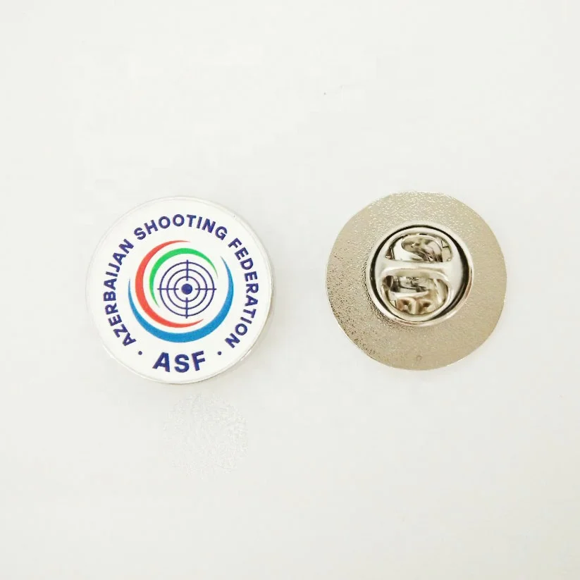 Azerbaijan Shooting Federation ASF metal UV printing label coat lapel pin badge brooch pins badges in disc circle round shape