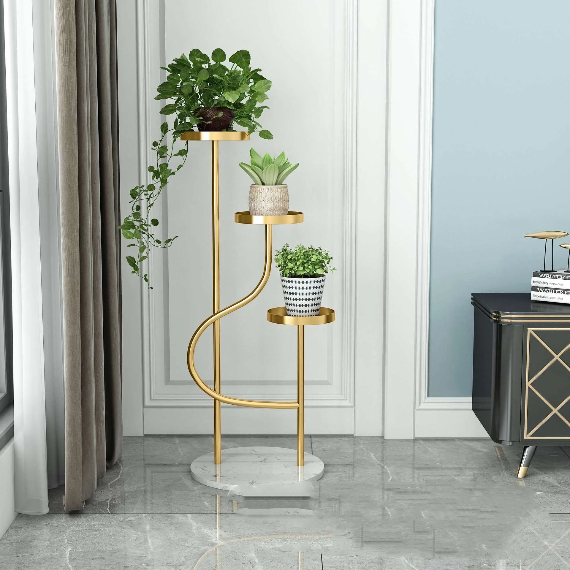 Manufacturers direct network safflower frame living room Nordic modern light luxury three-layer flower pot decoration