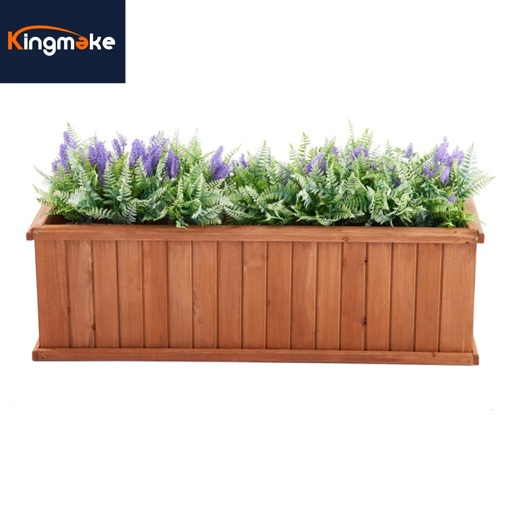 Simple Environmental Protection Outdoor Garden Plant Planter Patio Floor Wooden Rectangular Box Planter