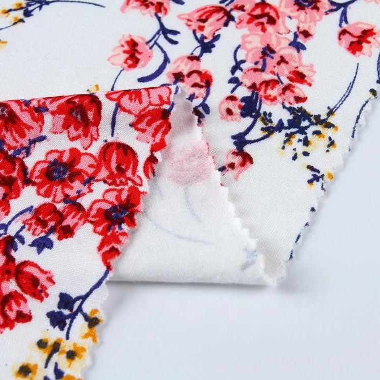 Customized colors soft knitted plain wholesale jersey fabric custom rayon floral printed fabric for dress