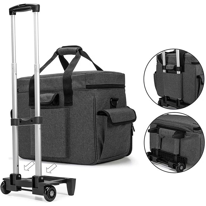 Portable sewing machine bag customized sewing Machine Case on Wheels , Rolling Sewing Machine Tote with Detachable Trolley Dolly