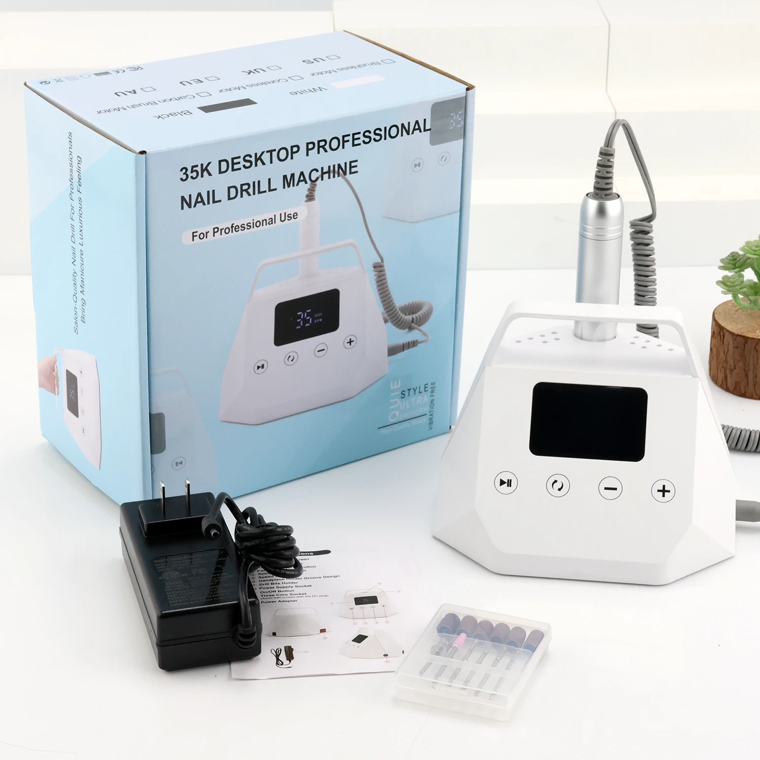 EU Electric 35000rpm Hand Piece Nail Drill Machine Strong Brushless Touch Screen Professional Nail Drill Pedicure