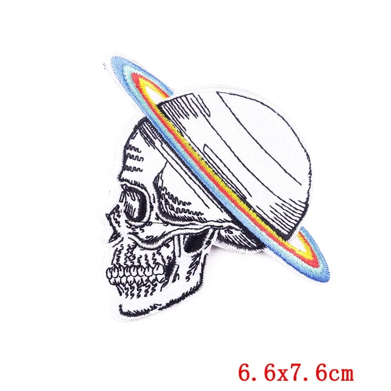 E-0055 DIY Shirt High Quality Girls Power Embroidered Letter Hoodie Patch Rainbow Skull Bear Wolf Embroidery Patches