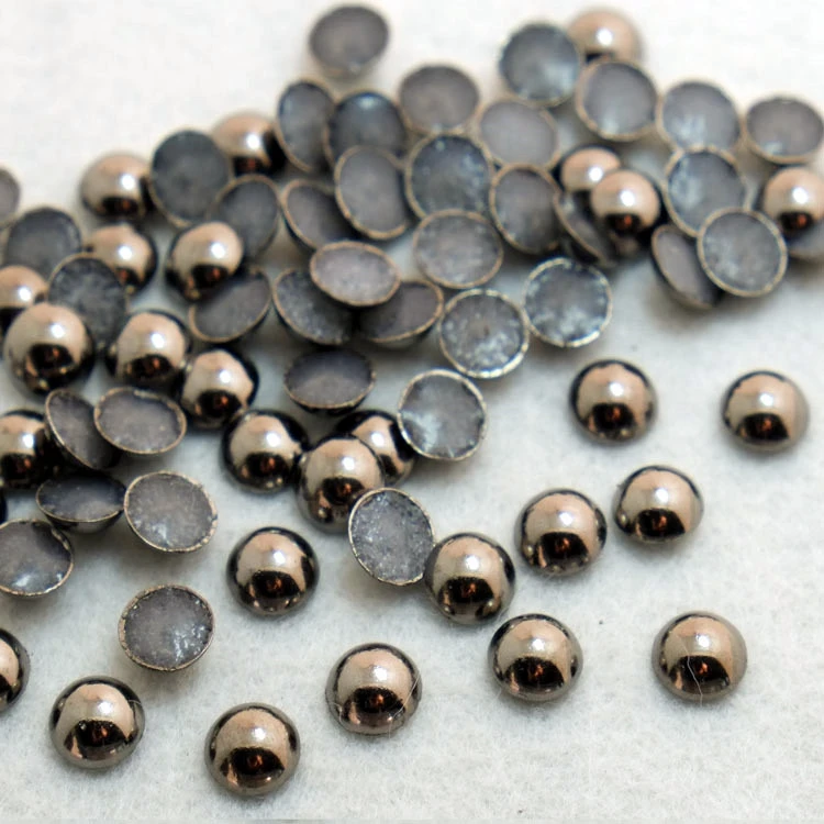 Hot Fix Zinc Alloy Soft Half Gold Dome Metal Studs Iron On Convex Nailhead Rhinestuds For Shoes Jeans Shirts