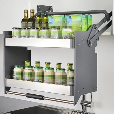 elevator basket Wholesale Adjustable Pull Down Shelf Kitchen Cabinet Lifting Basket