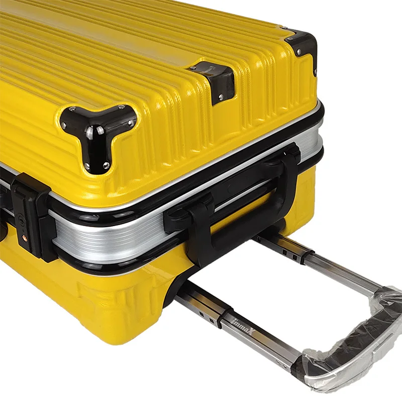 New Design Fashion Aluminum Frame Trolley Luggage With Metal Corner Protector 20/24/28 Inch Travel Hardside Suitcase