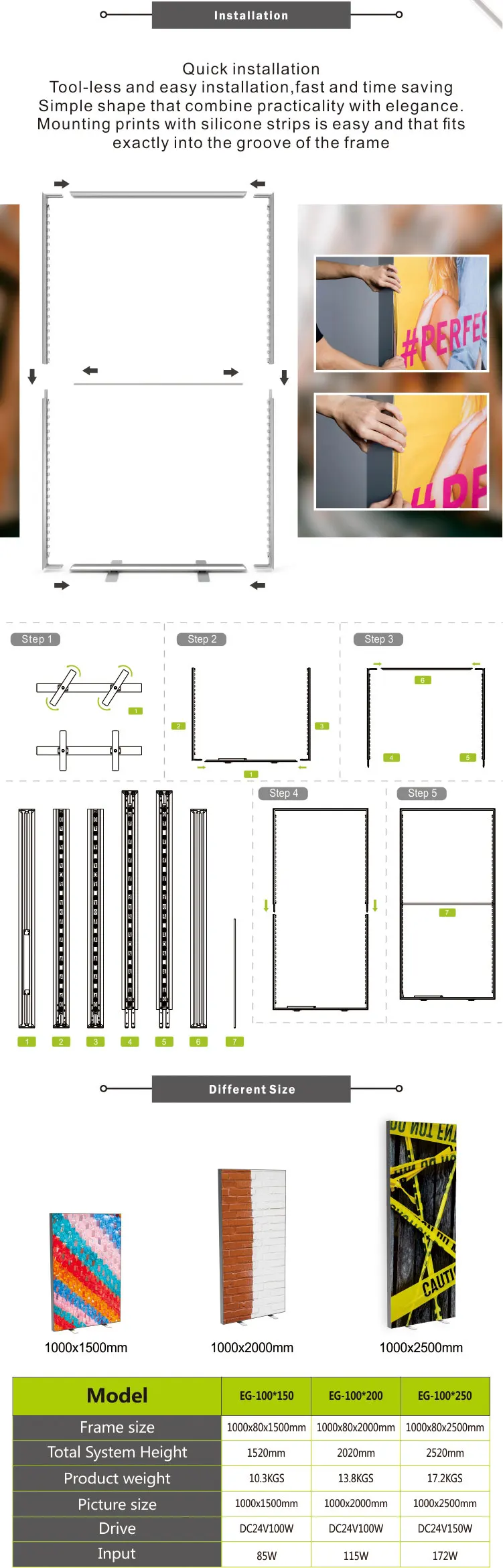 Light Box Fabric Modern Sign Aluminium Profile For Different Firm Structure Seg Extrusions Removable  Combine Led Lightbox Walls
