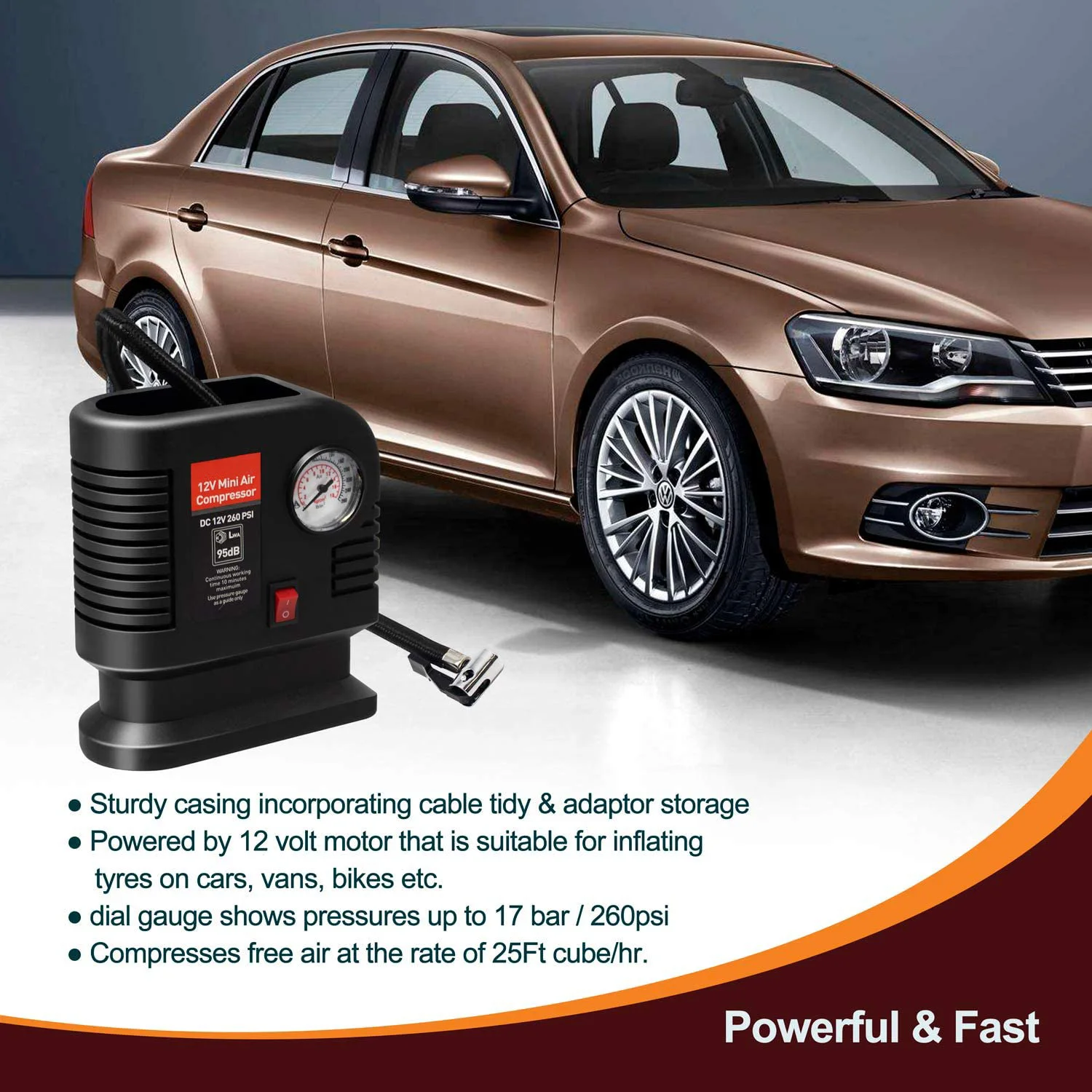 
Car compressor air pump air compressor tire inflator 250psi portable tire pump 