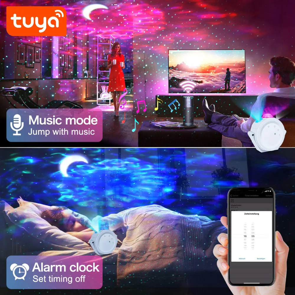 High Quality 3-in-1 Sky+Moon+Star Music Wifi Light Star Projector Work with Alexa/Google Assistance PST-SC511