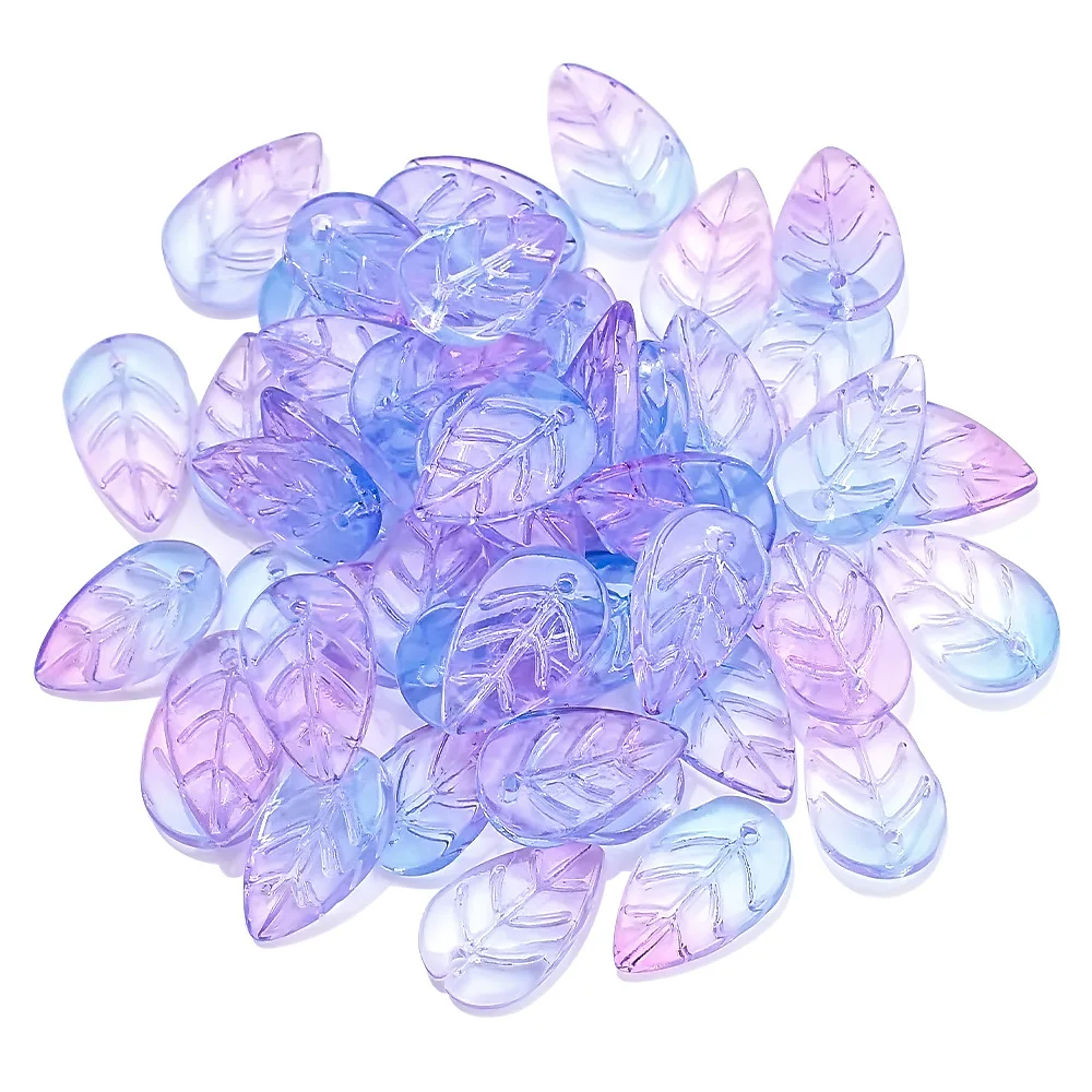 50pcs/Bag crystal 10x17mm leaf shape multi colors craft diy beads for jewelry making pendant fancy shape glass beads Accessories