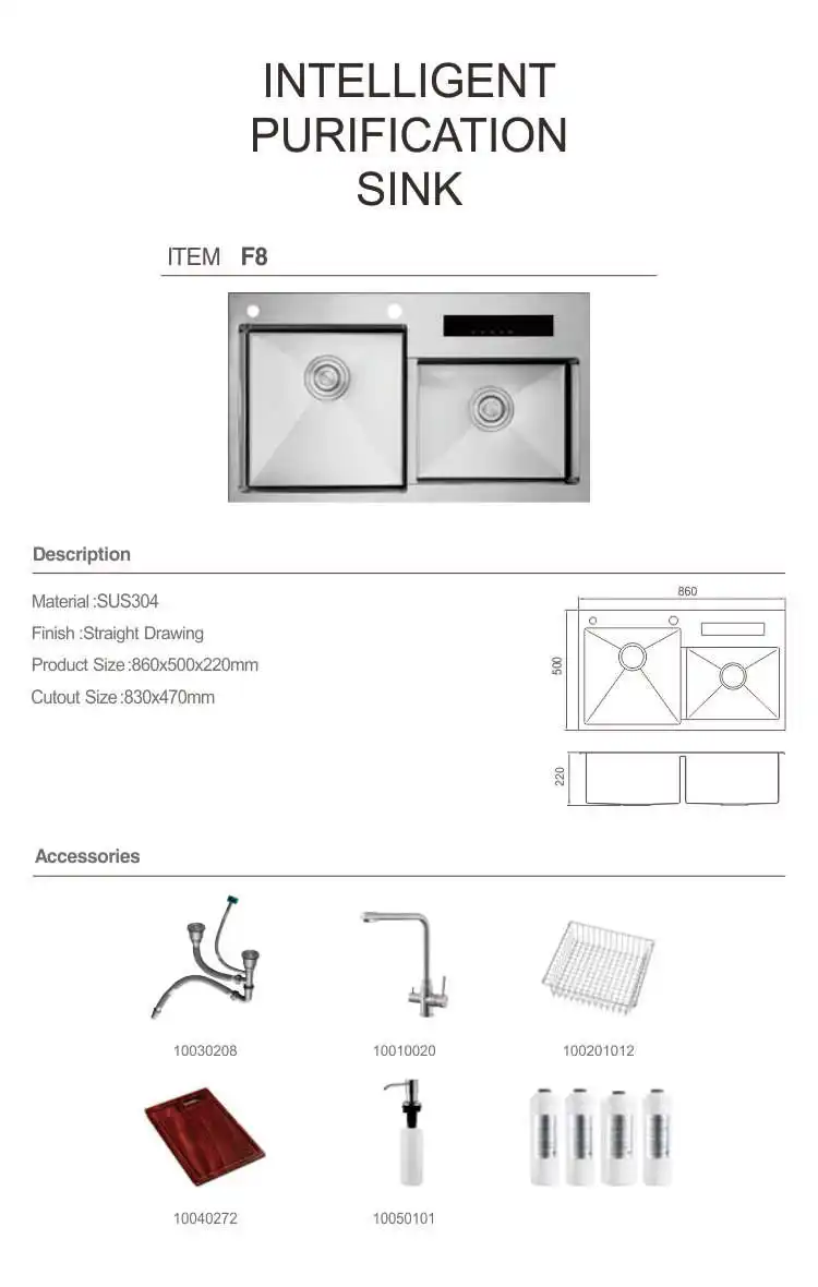 
NUOMI 304 Undermount Double Bowl Kitchen Stainless Steel Intelligent Sink 