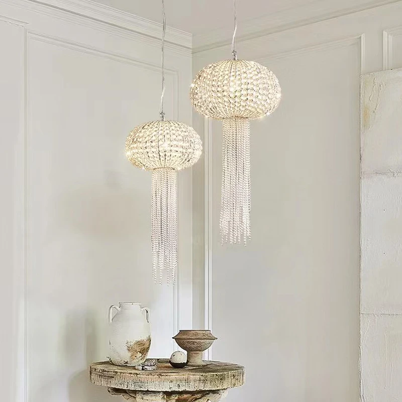 American Style Jellyfish Clear Crystal Chrome Metal Chandelier and Medusae Pendant Lamps